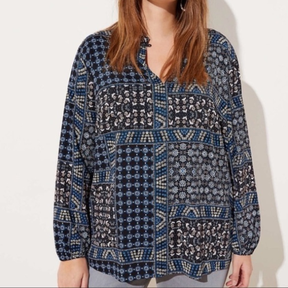 Loft Patchwork Back Peplum Blouse - image 2